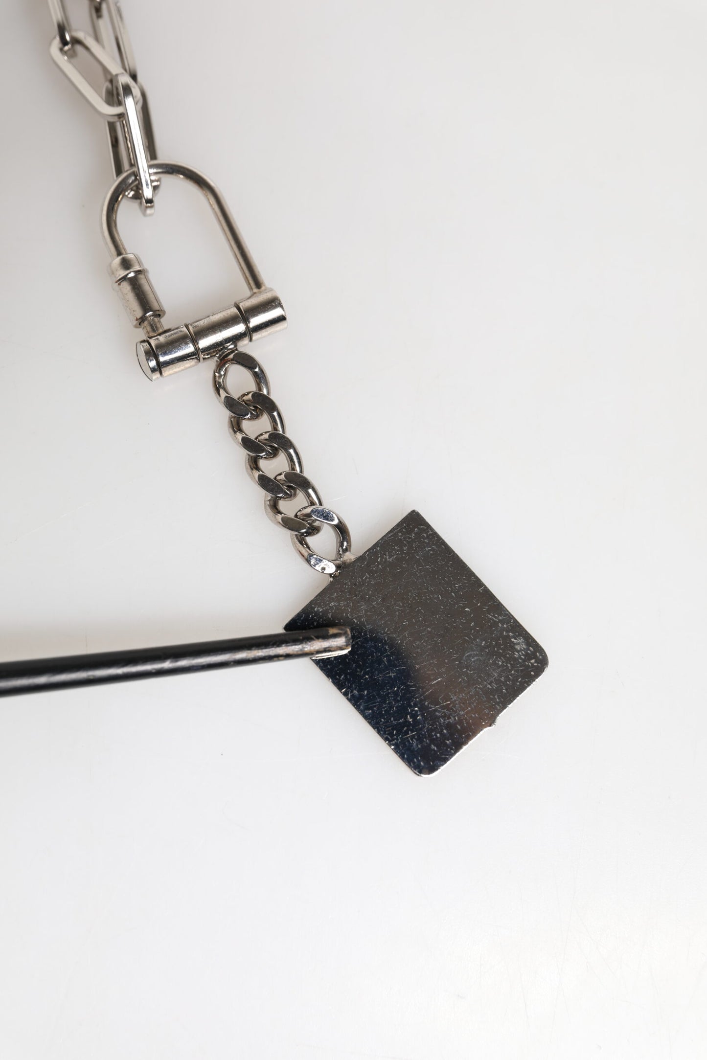 Silver Tone Metal Chain DG Charm Belt Keychain