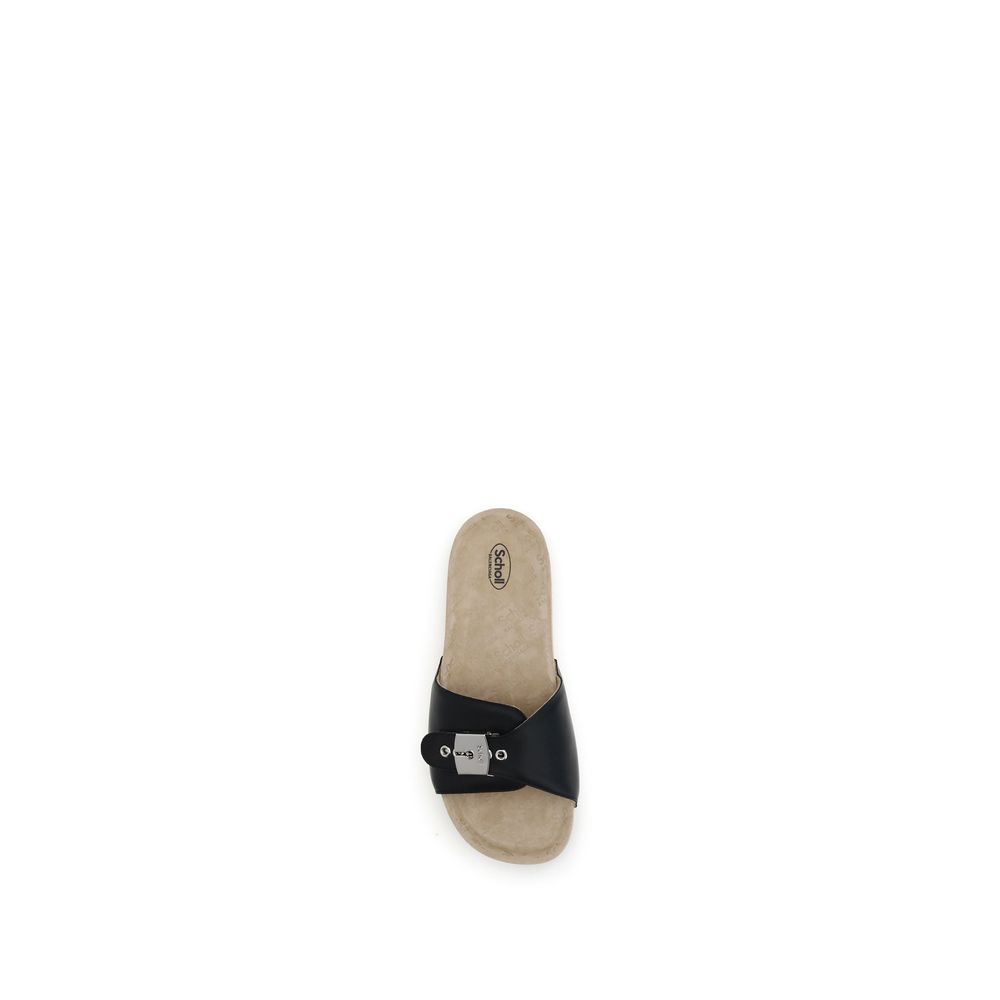 Black Calf Leather Bos Taurus Flat Sandals