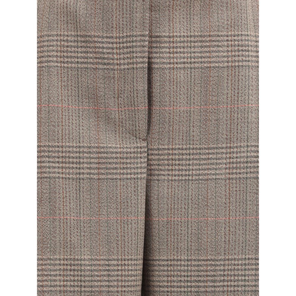 Beige Fleece Wool Casual Pants