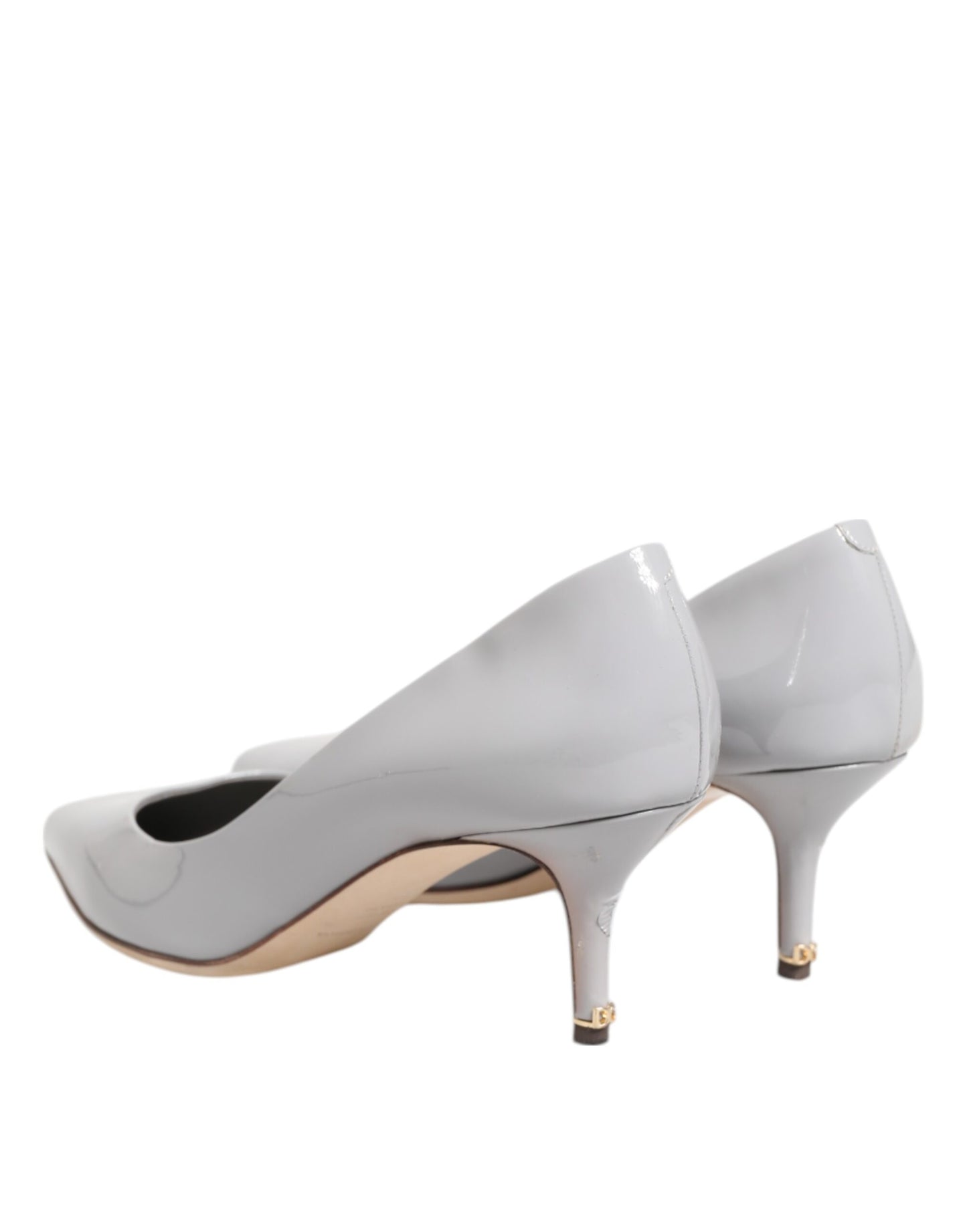 Light Gray Leather Kitten Heels Pumps Shoes