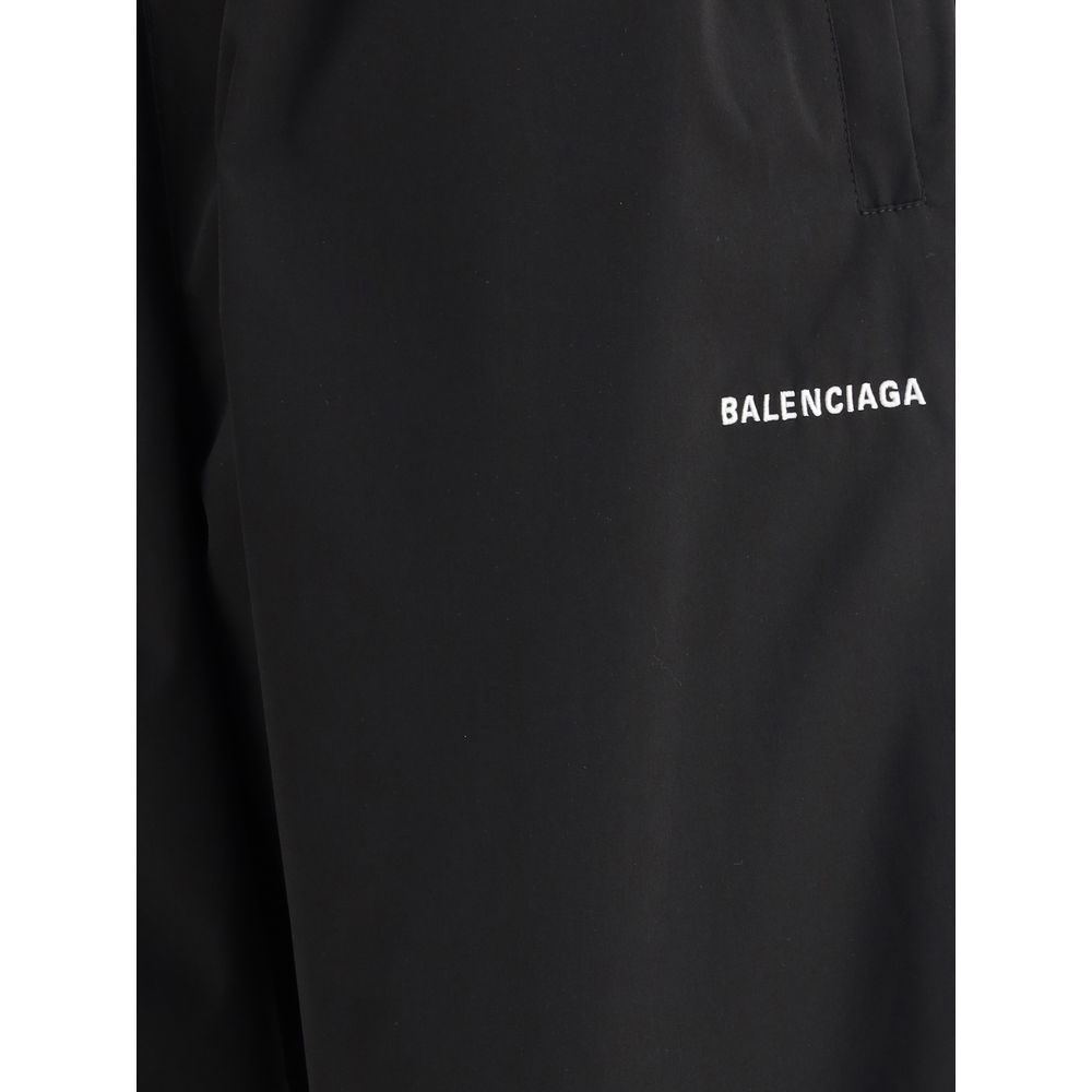 Black Polyester Casual Pants
