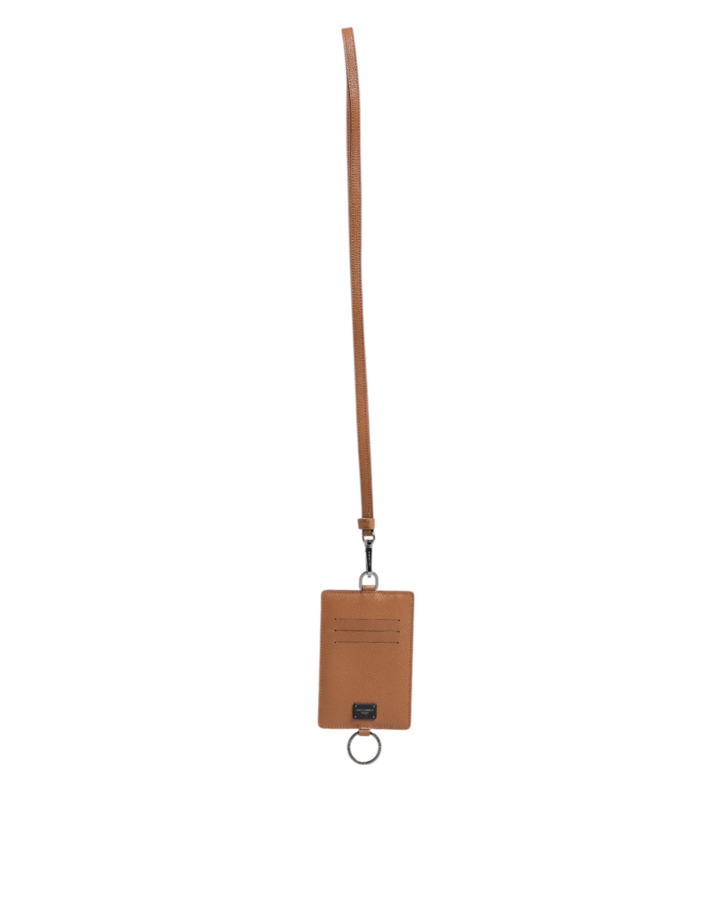 Dark Brown Leather Lanyard Logo Card Holder Men Wallet