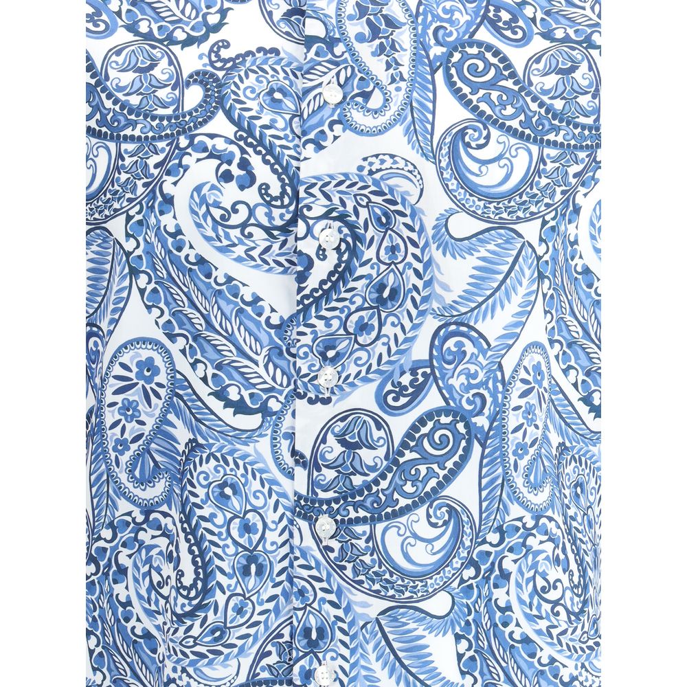 Blue Cotton Pattern Shirt