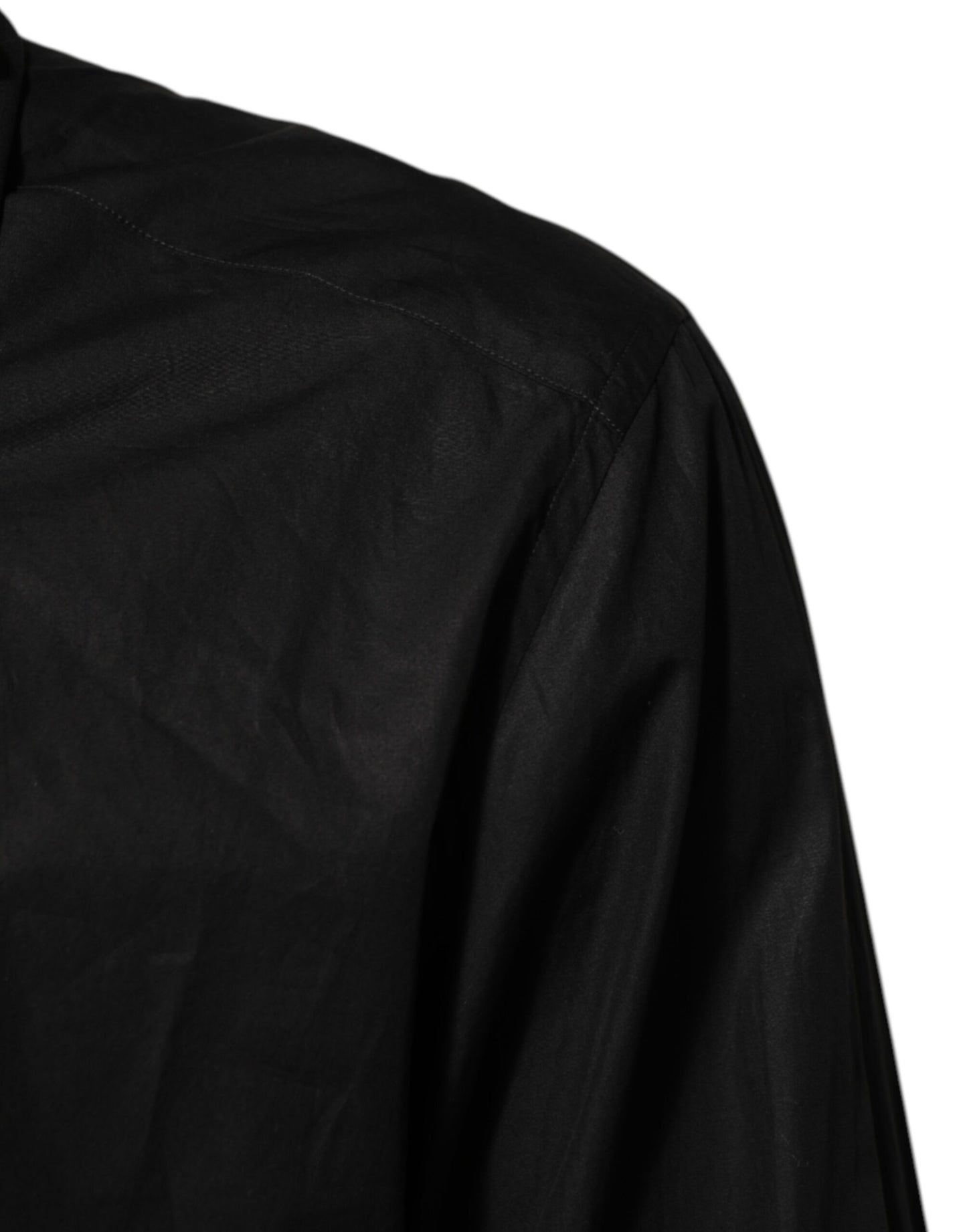 Black Cotton Embellished Collar Mens Shirt