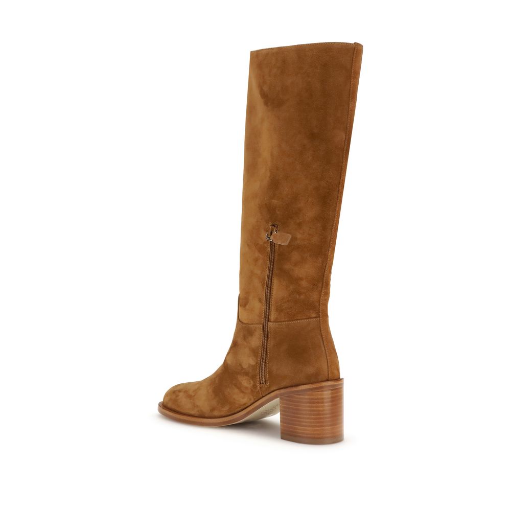 Brown Calf Leather Bos Taurus High Heel Boots