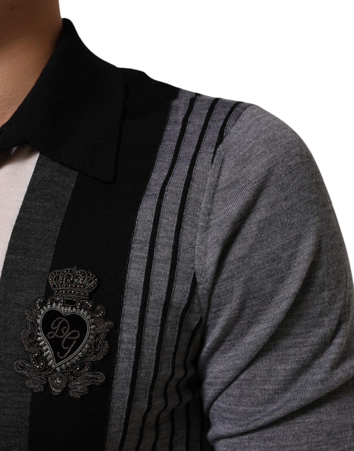 Black White Polka Dot Collared Polo T-shirt