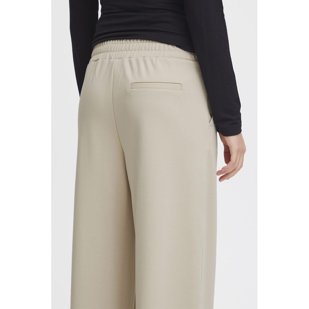 Beige Recycled Polyurethane Casual Pants