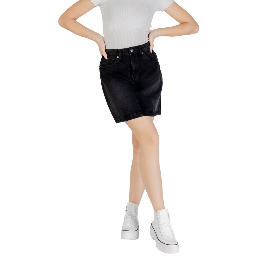 Black Cotton Mini Skirt