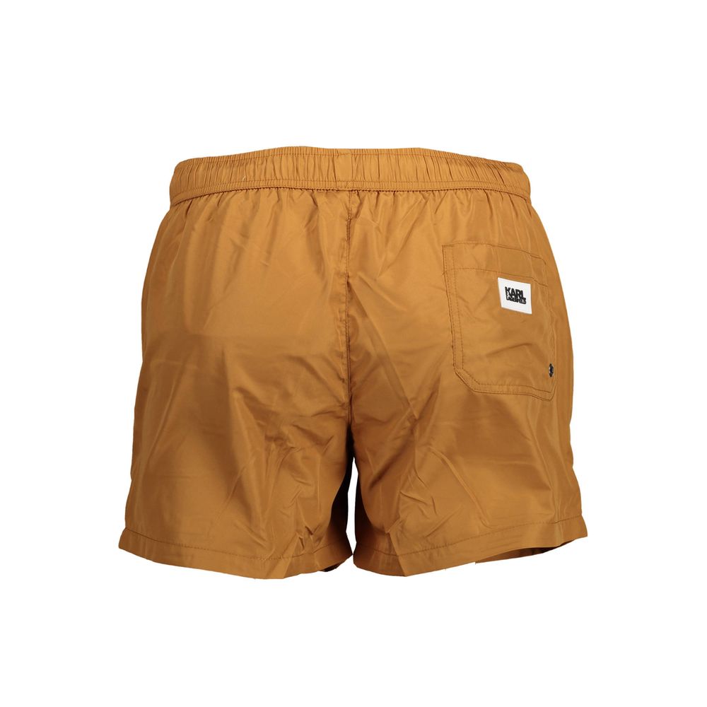 Marrone Polyester Men Swim Boxer