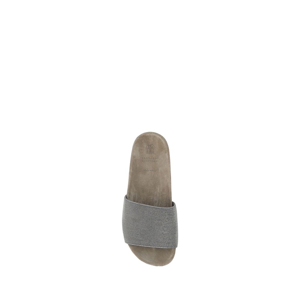 Brown Fabric Sandals