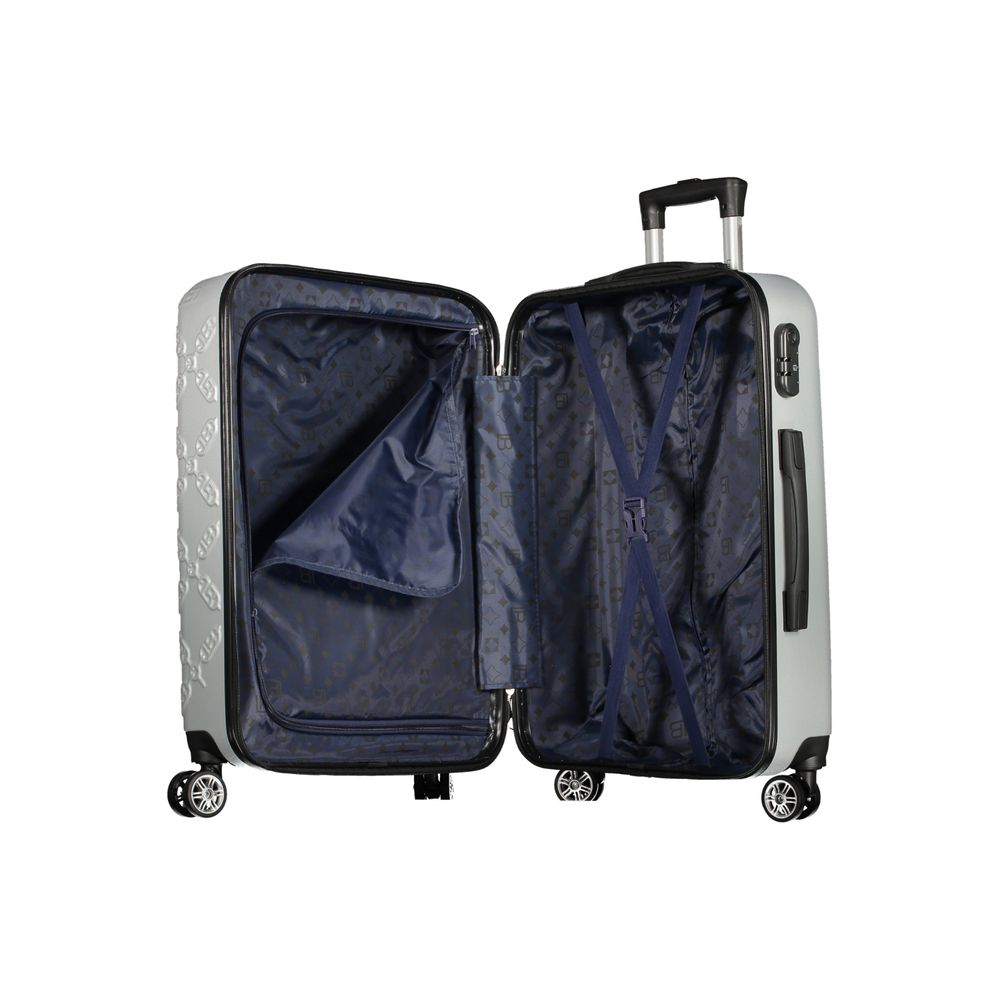 Silver Polyurethane Women's Travel Bag