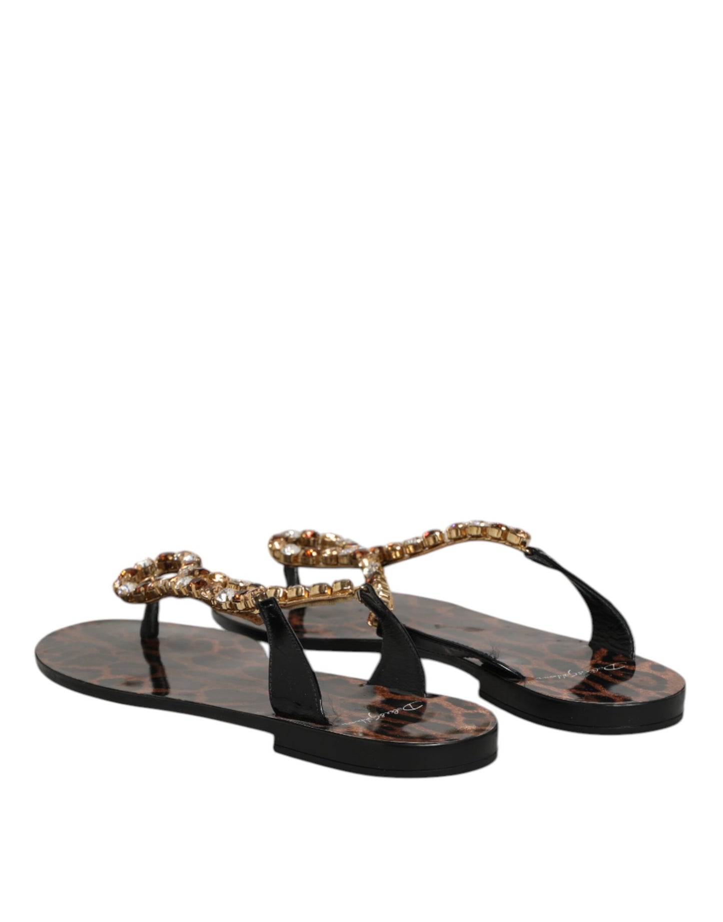 Black Crystals Flats Sandals Beachwear Shoes