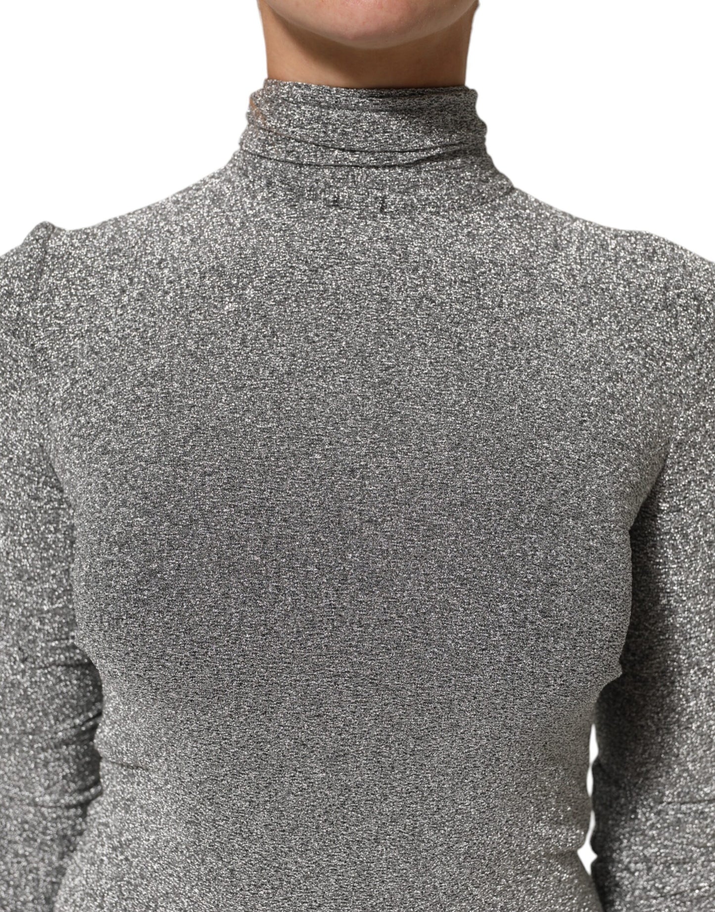 Gray Nylon Bodycon Sheath Long Sleeves Dress