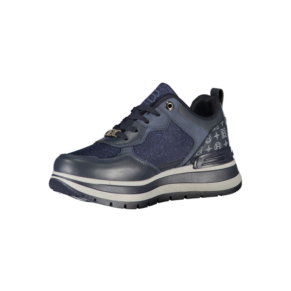 Blue Polyester Athletic Sneakers