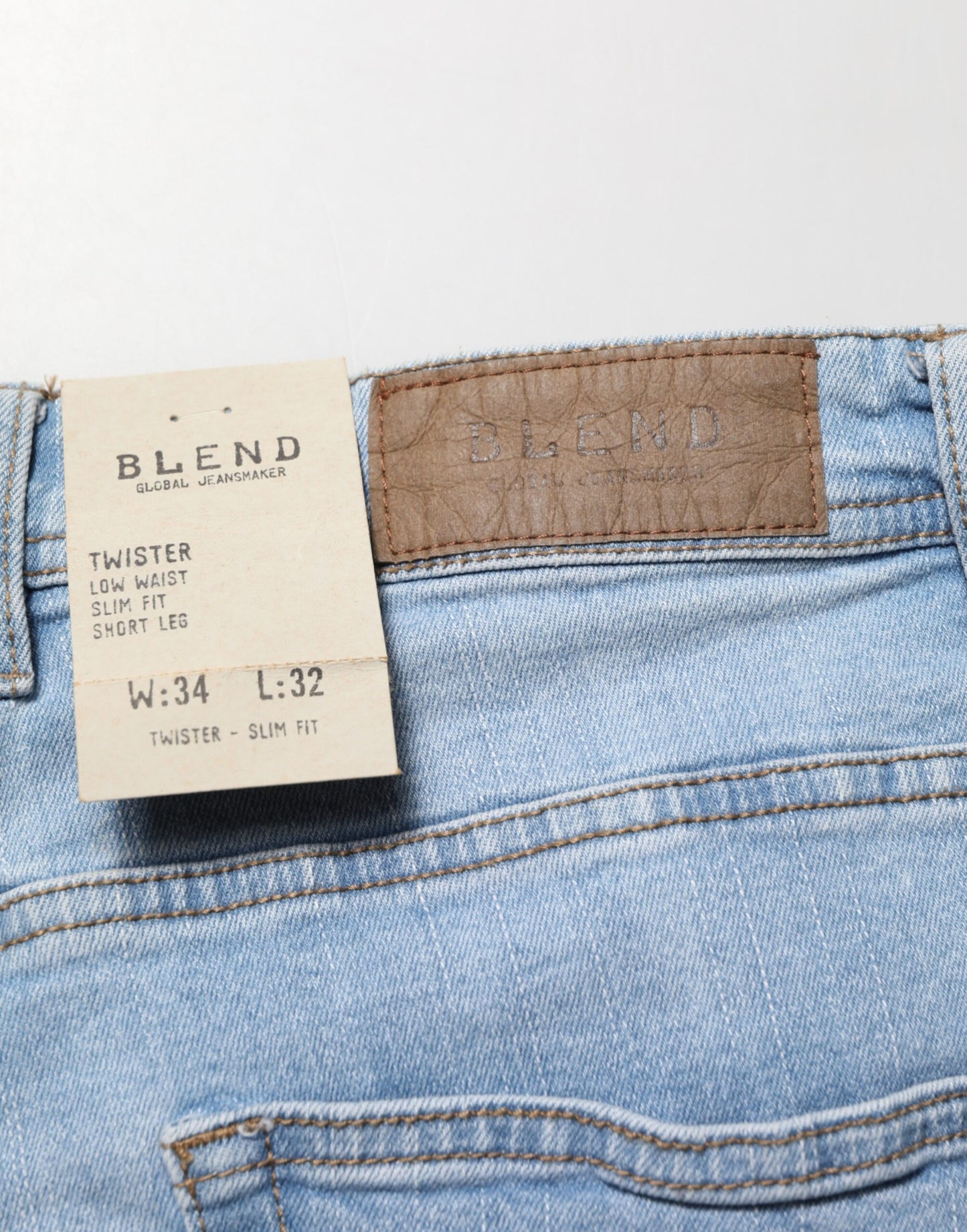 Light Blue Twister Low Waist Slim Fit Men Denim Jeans