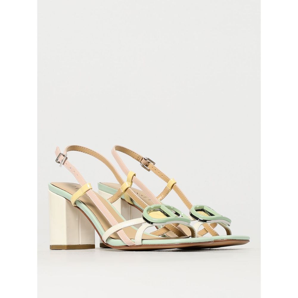 Blue Patent Leather Stiletto Heel Sandals
