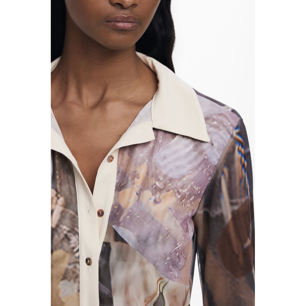 Beige Polyester Women Shirt