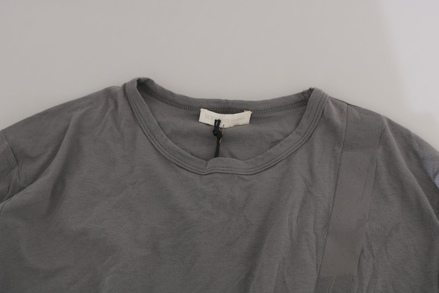 Cotton Gray Round Neck Pullover Top Sweater