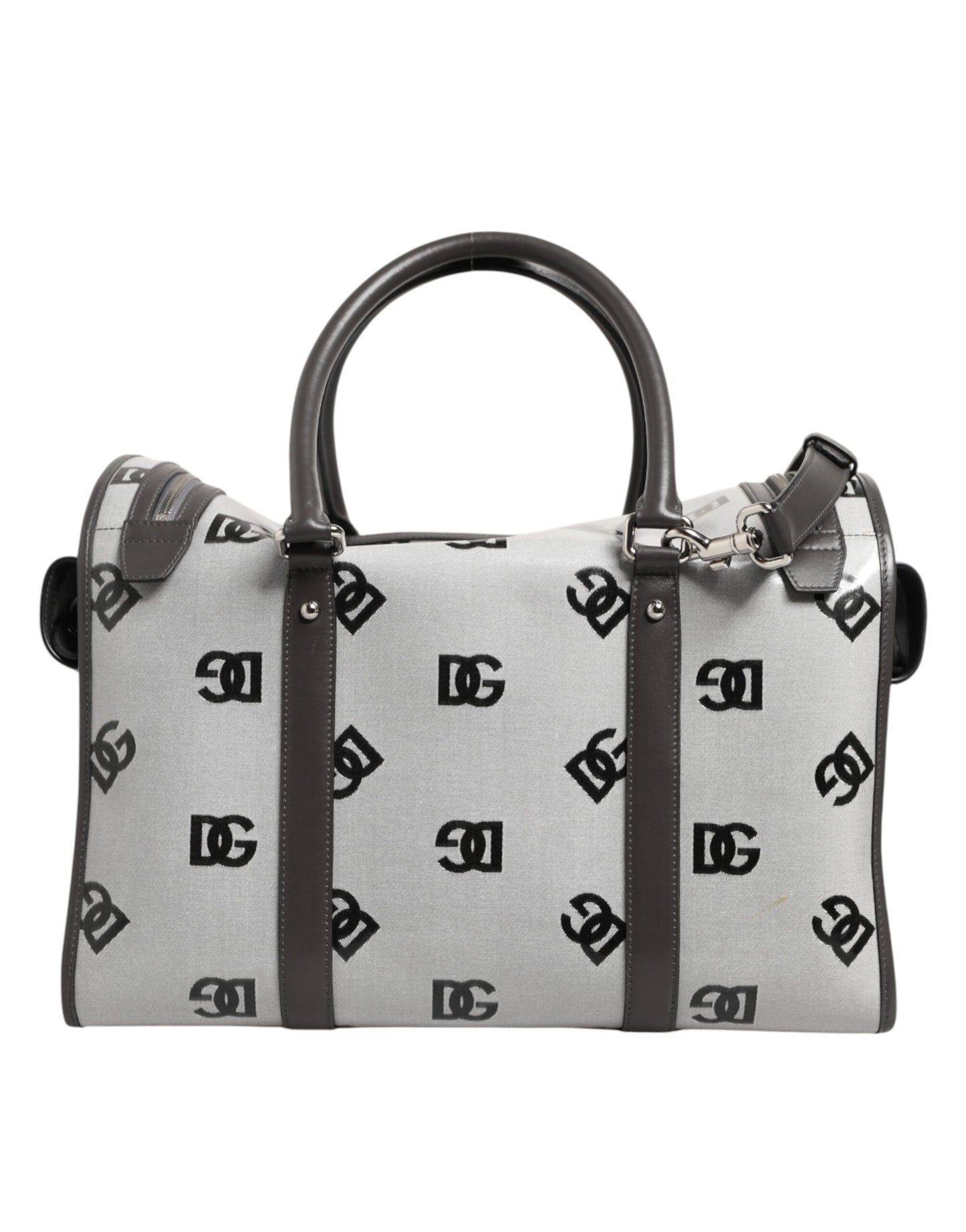 White DG Logo Pet Carrier Logo Plaque Top Handle Bag