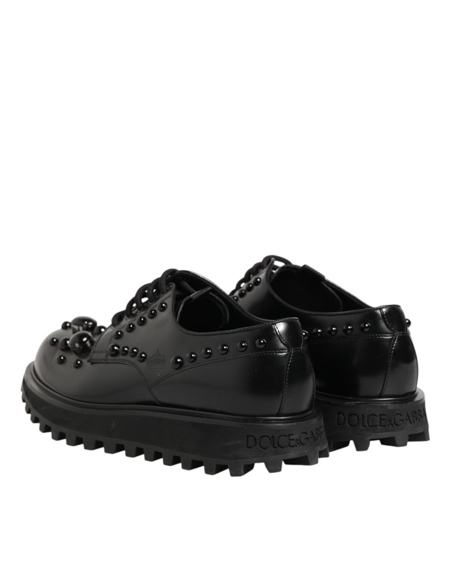 Black Leather Studded Men Formal Derby Shoes