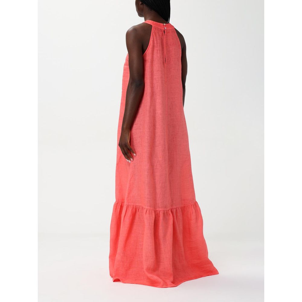 Orange Linen Casual Dress