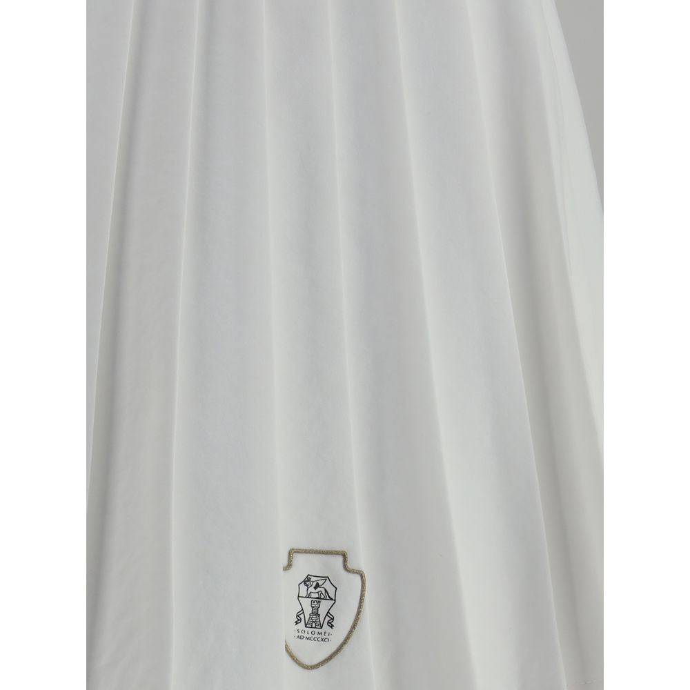 White Polyester Mini Skirt