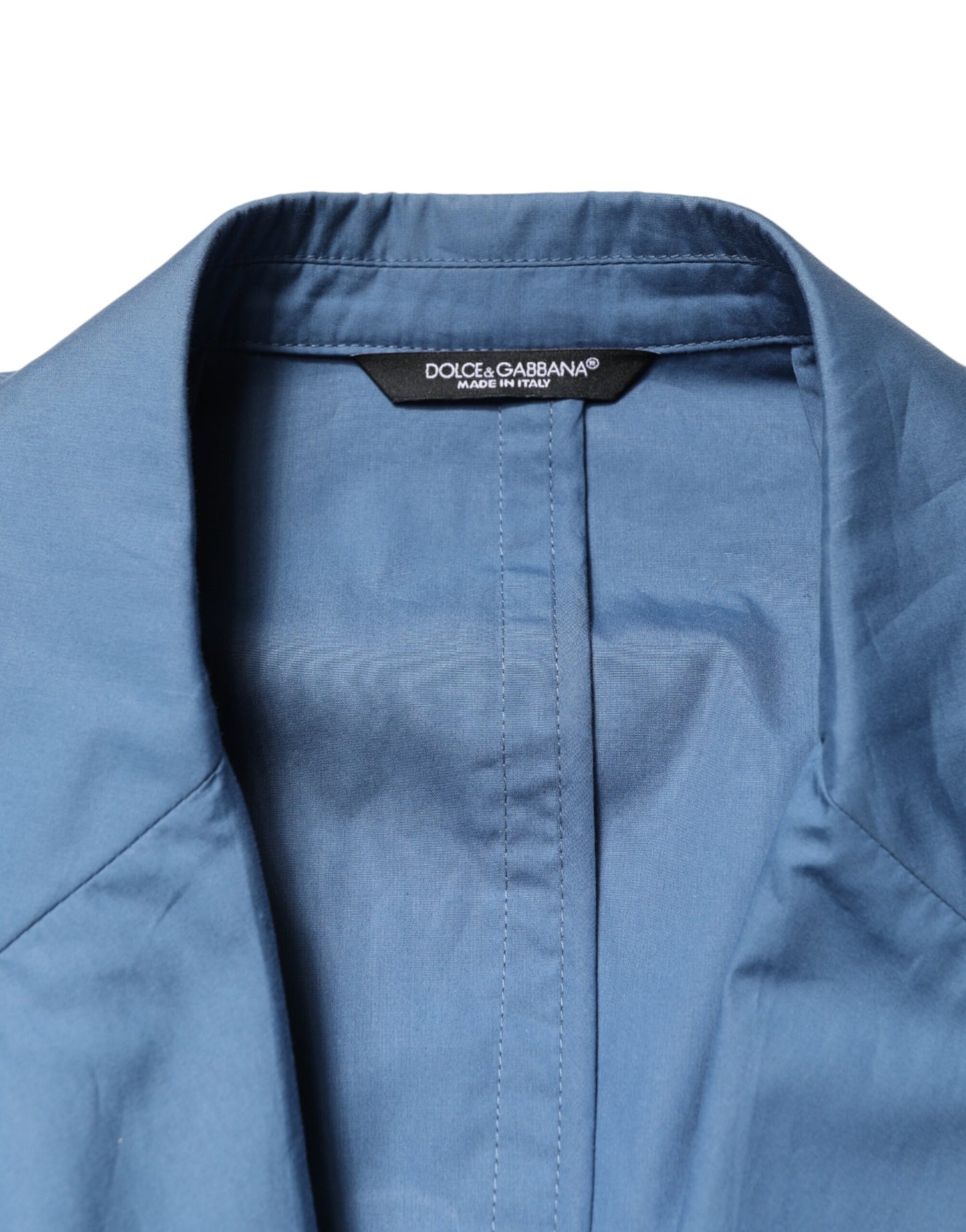 Blue Cotton Double Breasted 2 Piece Suit