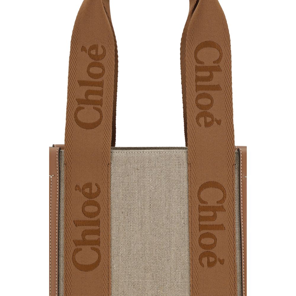 Beige Linen Shoulder Bag