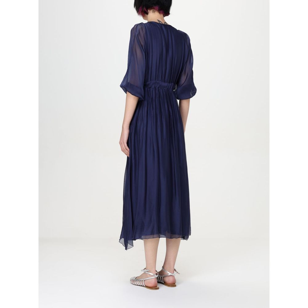 Bicolor Silk Casual Dress