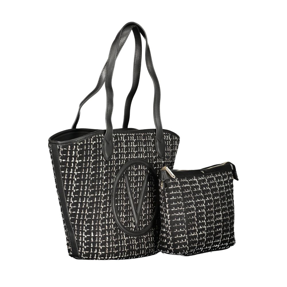 "Black Polyurethane Women Bucket Bag"