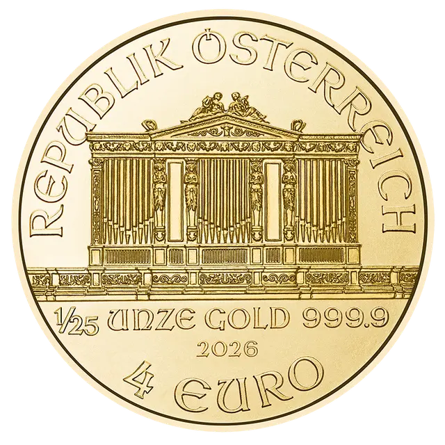 1/25 oz Filarmonica di Vienna Moneta Oro 2026