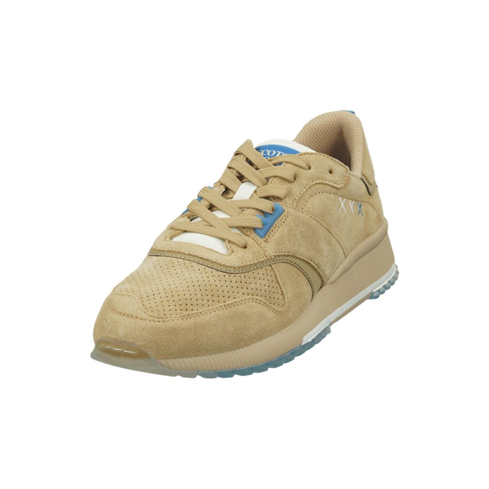 Beige Leather Low Top Sneakers
