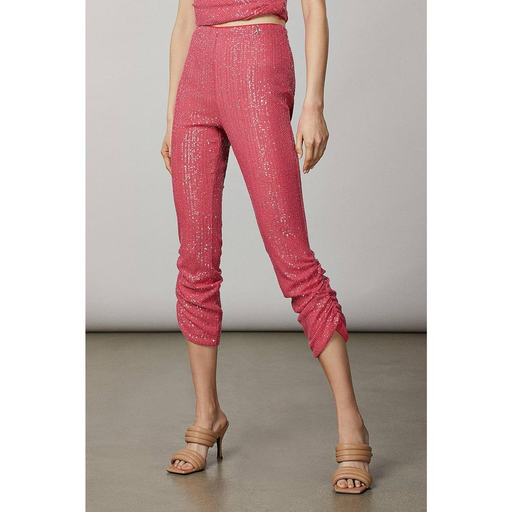 Red Polyester Casual Pants