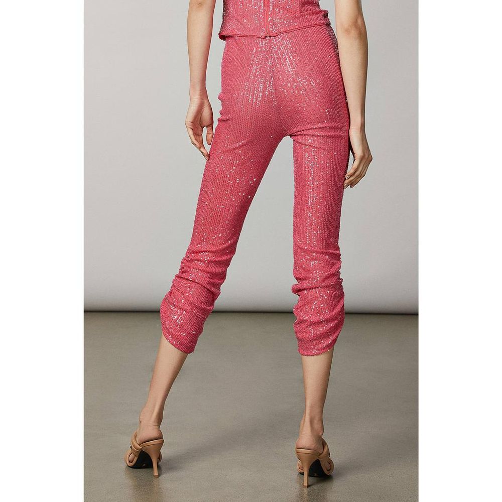 Red Polyester Casual Pants