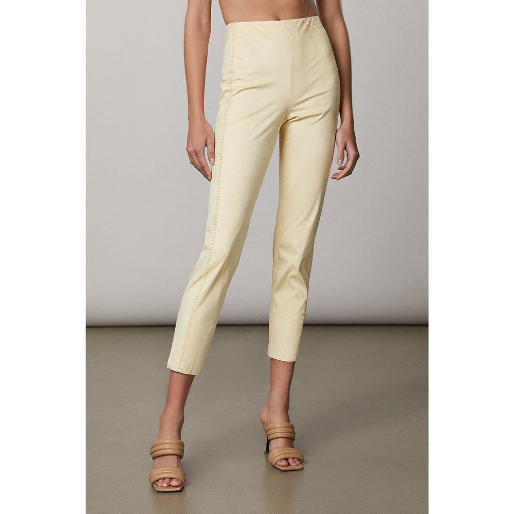 Yellow Polyester Casual Pants