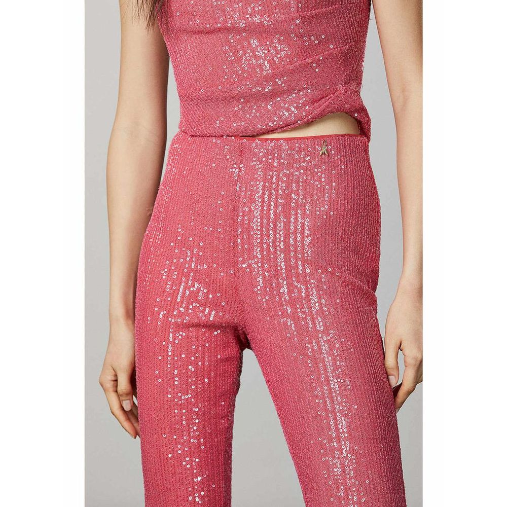 Red Polyester Casual Pants