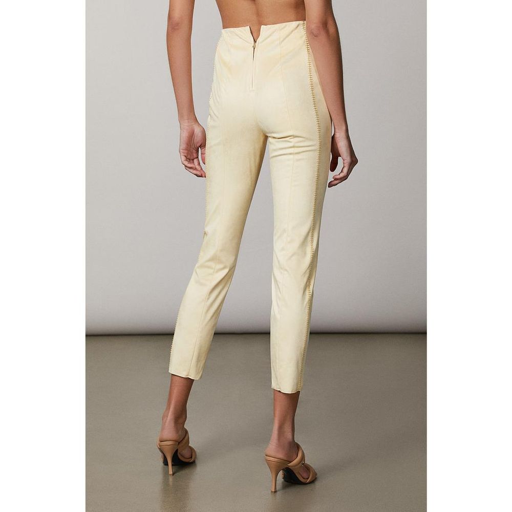 Yellow Polyester Casual Pants