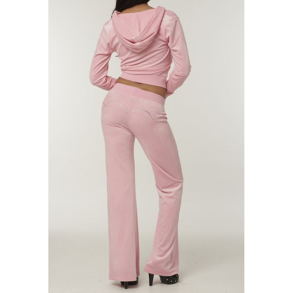 Pink Polyester Flared Pants