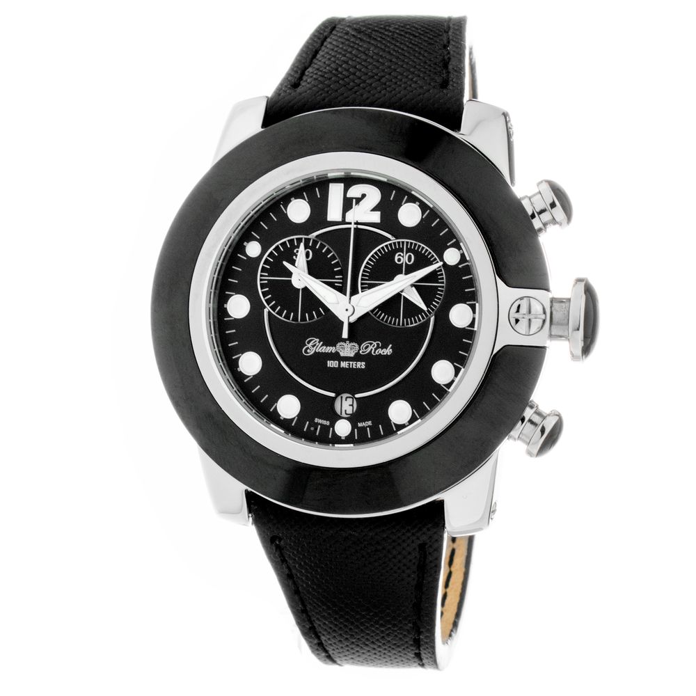 Black Leather Dress Watch