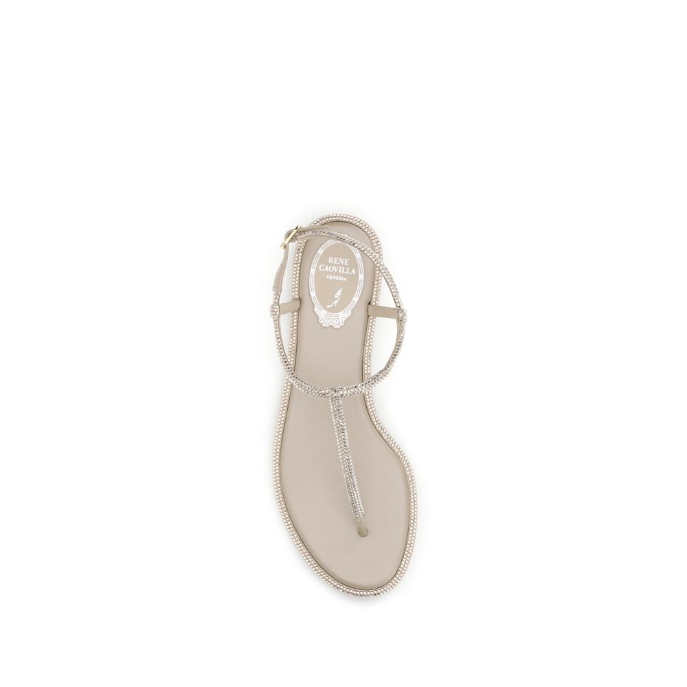 Beige Satin Flip-Flop Sandals