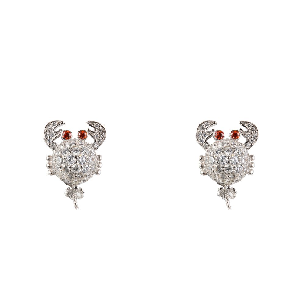 White Silver Earrings