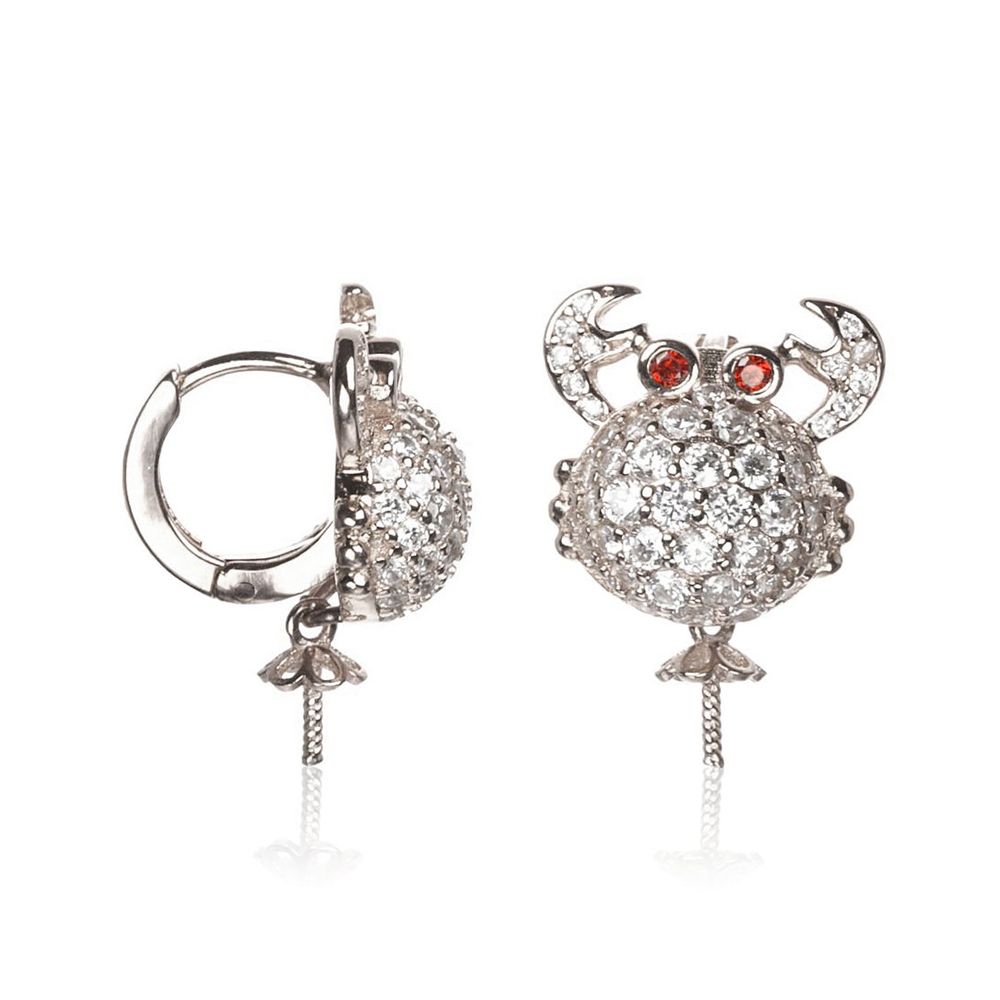 White Silver Earrings