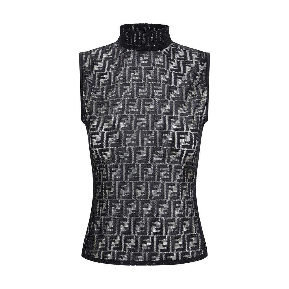 Black Polyamide Sleeveles T-Shirt