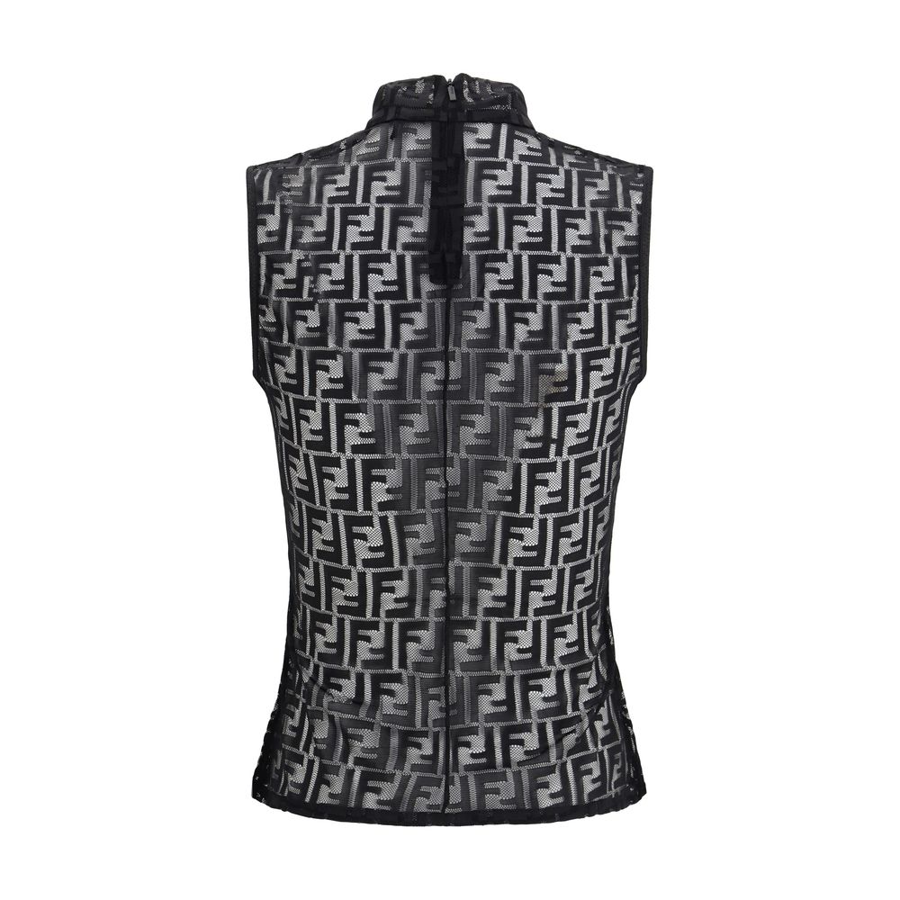 Black Polyamide Sleeveles T-Shirt