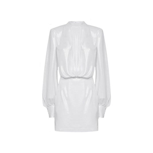 White Polyester Casual Dress