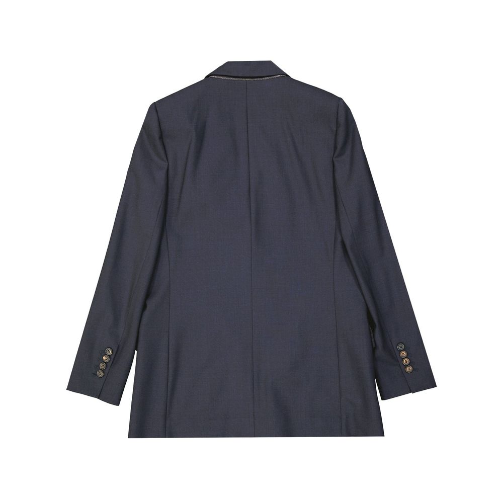 Blue Virgin Wool Jackets And Coat