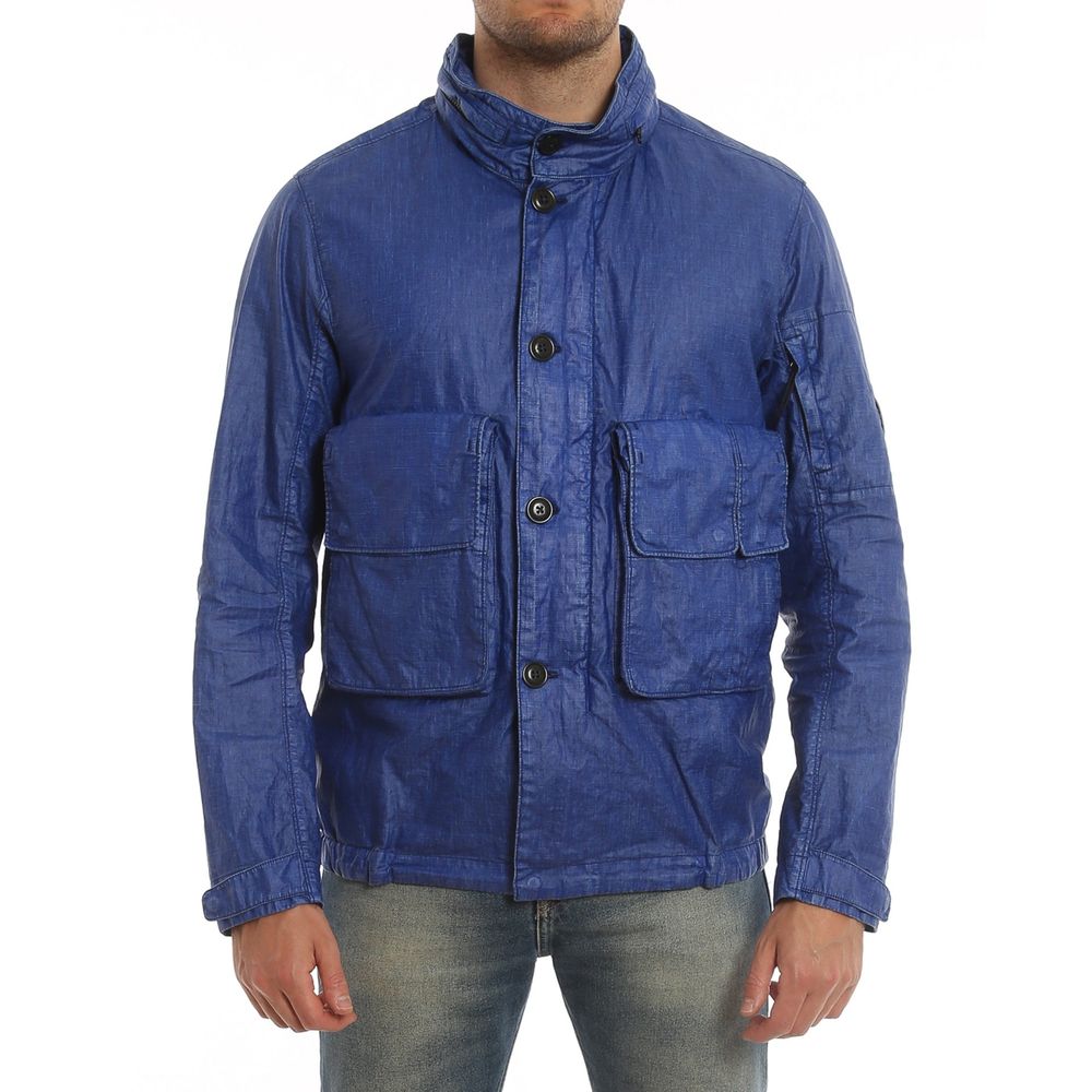 Blue Linen Full-Length Jacket