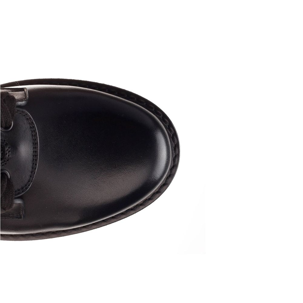 Black Calfskin Lace-Up Boots