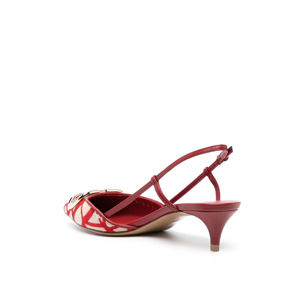 Multicolor Leather Mid Heel Pumps