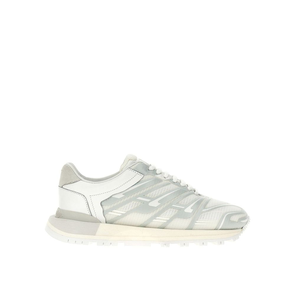 White Fabric Athletic Sneakers